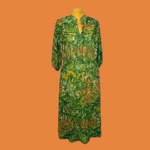 🦜Vibrant Vintage Tropical Midi Dress🦜